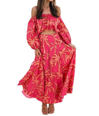 Flying Tomato - Destination Off-shoulder Top And Maxi Skirt Set