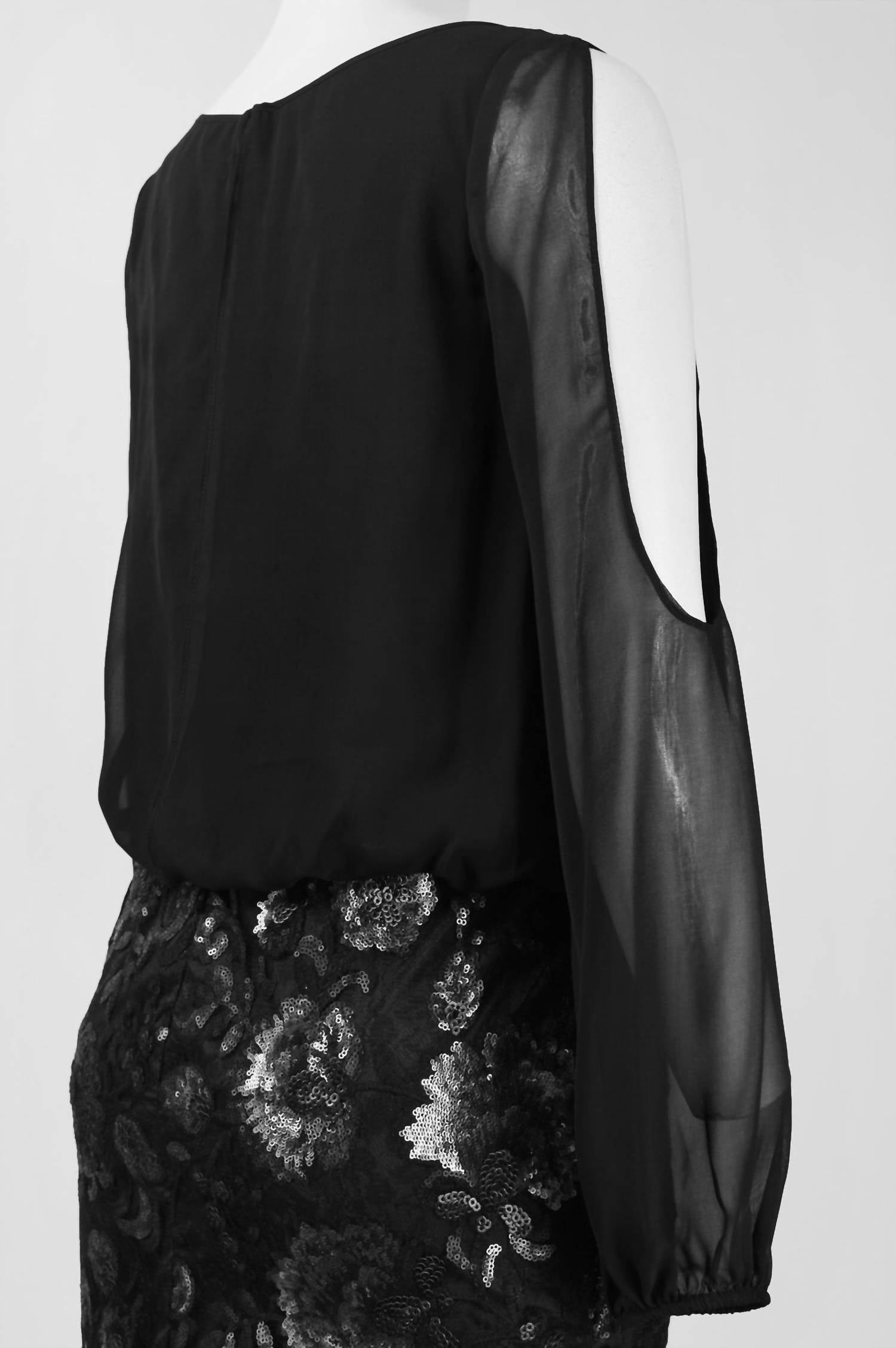 Aidan Mattox - 3/4 Cutout Sleeve Embellished Dress