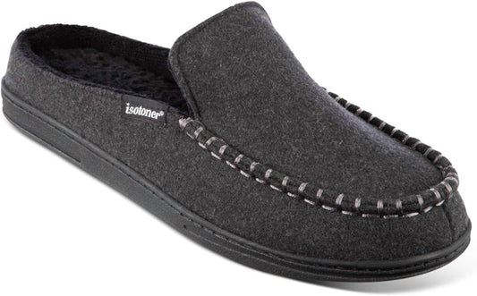 Isotoner - Men's Faux Woolen Grady Moccasin Hoodback Slippers