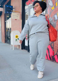 Dear Scarlett - Half-zip Modal Jogger Lounge Set - Plus