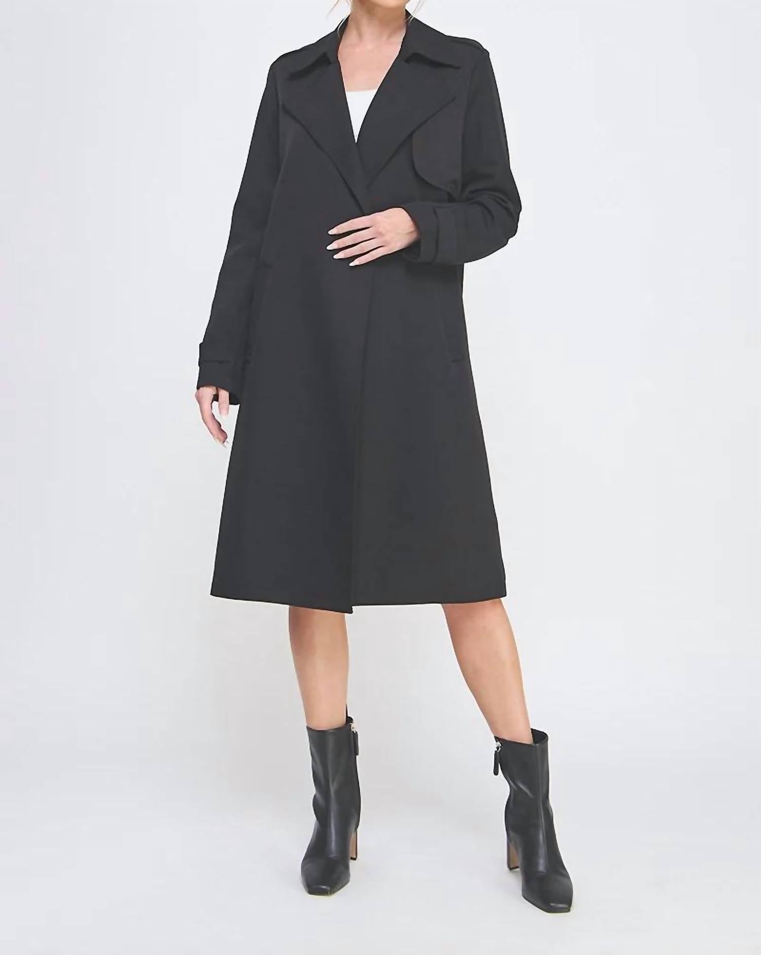 Allie Rose - Long Sleeve Tie Waist Trench Coat