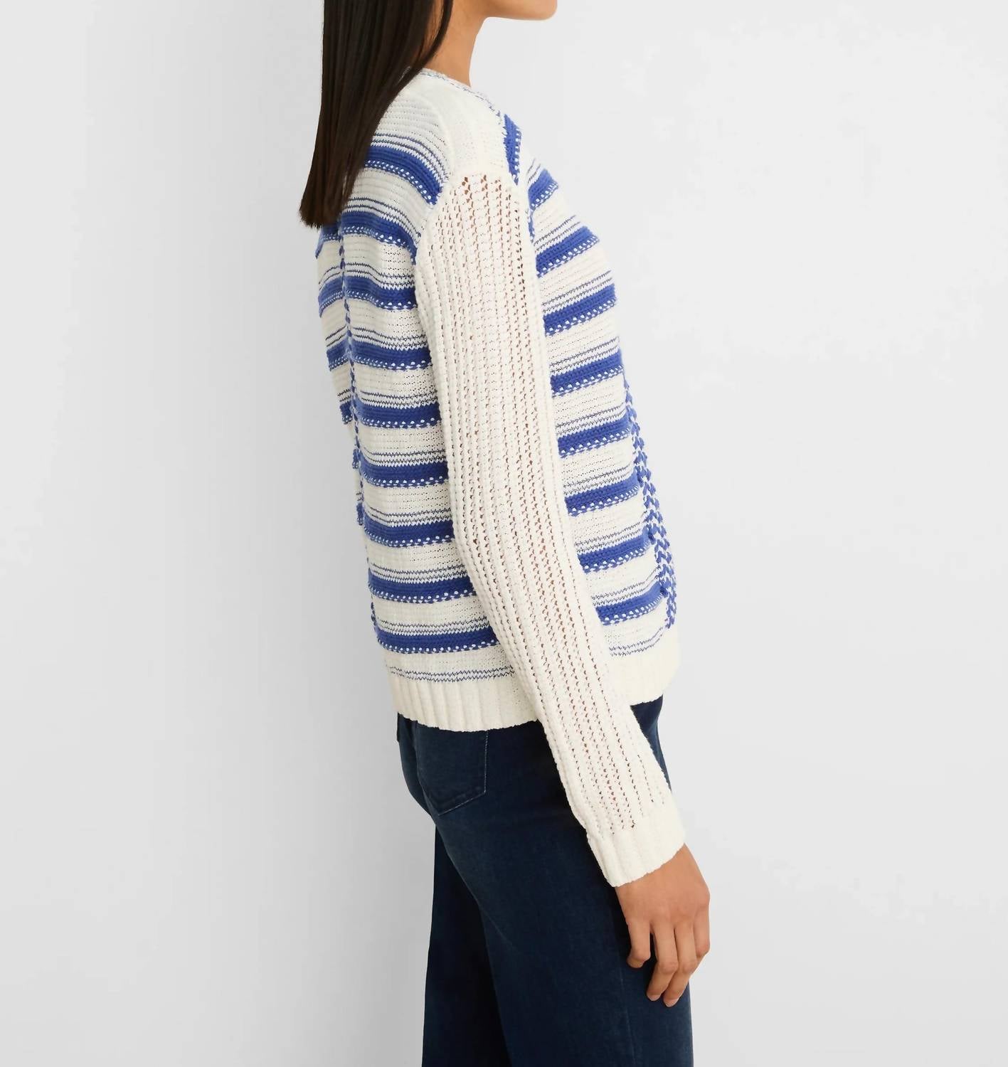Nic + Zoe Painted Porcelain Cardigan in blue multi - women's cardigan - alternate view