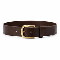 Streets Ahead - 1.5" Brown Leather Gold Buckle Belt