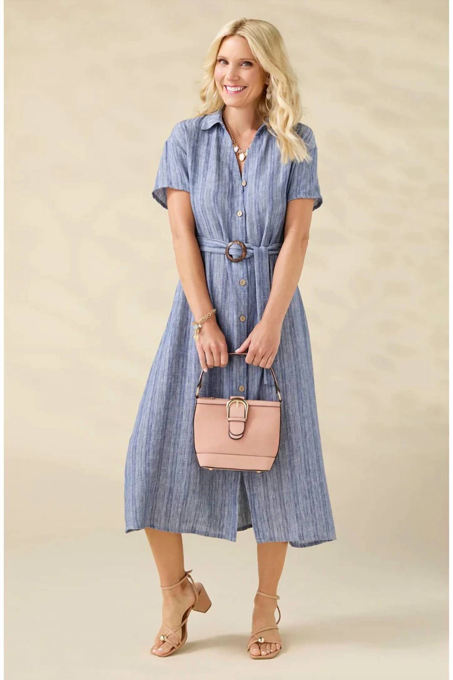 Coco + Carmen - Miriam Short Sleeve Shirtdress With Belt