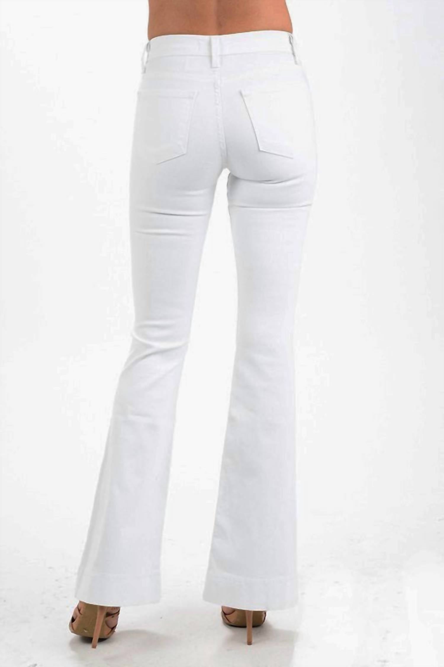 Judy Blue Cher Boho Bell Bottom Jeans in white - women's jeans - detail view