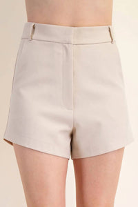 GLAM Sandswept High Waist Shorts in beige - women's shorts