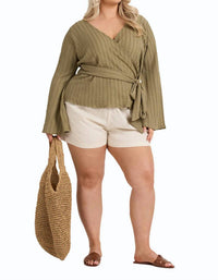 Fashion Szn Curve - Wrap Front Belted Top - Plus
