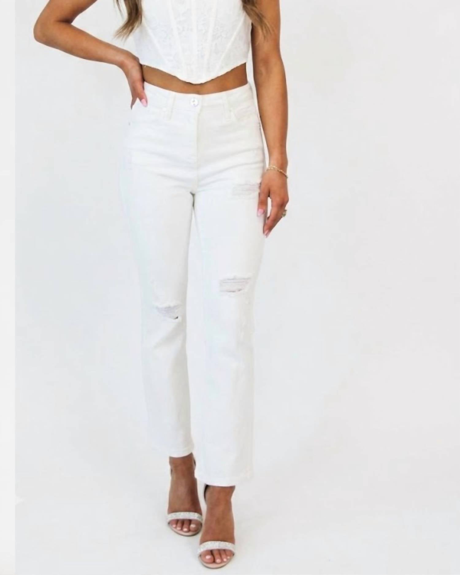 Risen - Irving Tummy Control Distressed Straight Leg Jeans