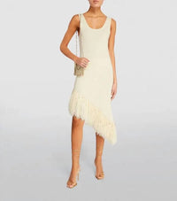 Rabanne - Linen Asymmetric Fringe Dress