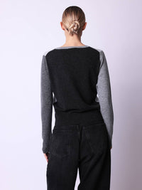 Berenice Camaieu Knit Cardigan in grey mix - women's cardigan - detail view