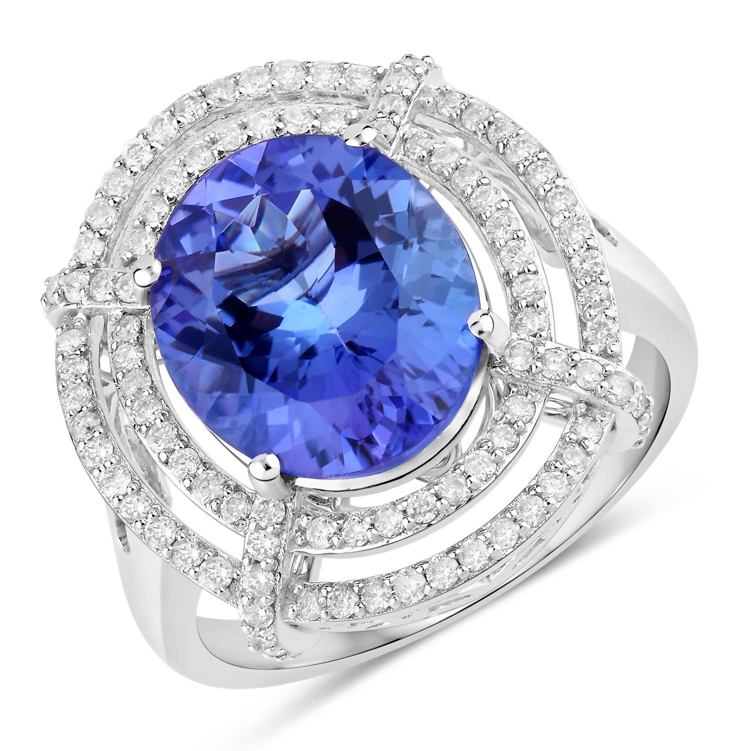 Diana M Jewels Women's Oval Natural Tanzanite Fashion Ring (5.17 Ct) - Elegant in 14k white gold - women's jewelry