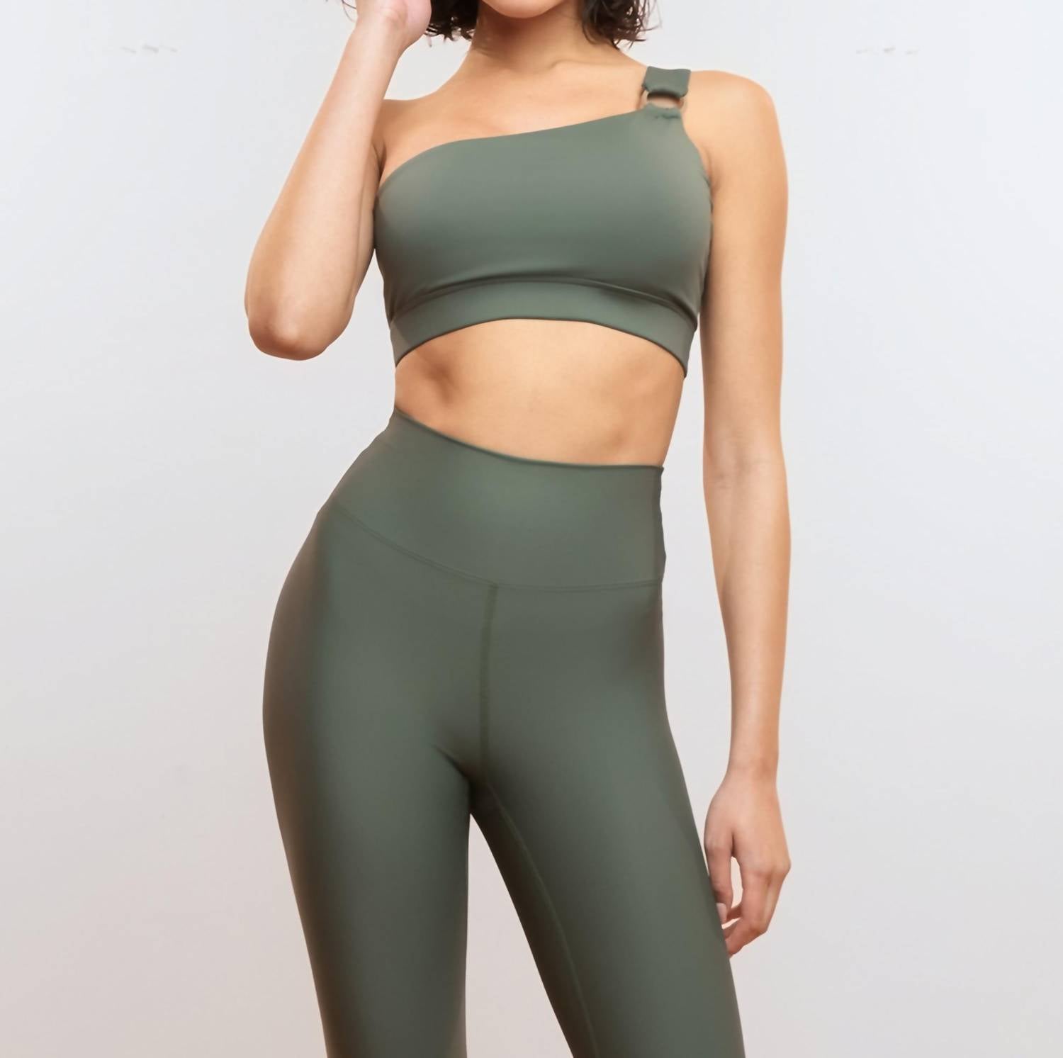 HEROINE SPORT O-bra One-shoulder Sports Bra in sage - women's intimate