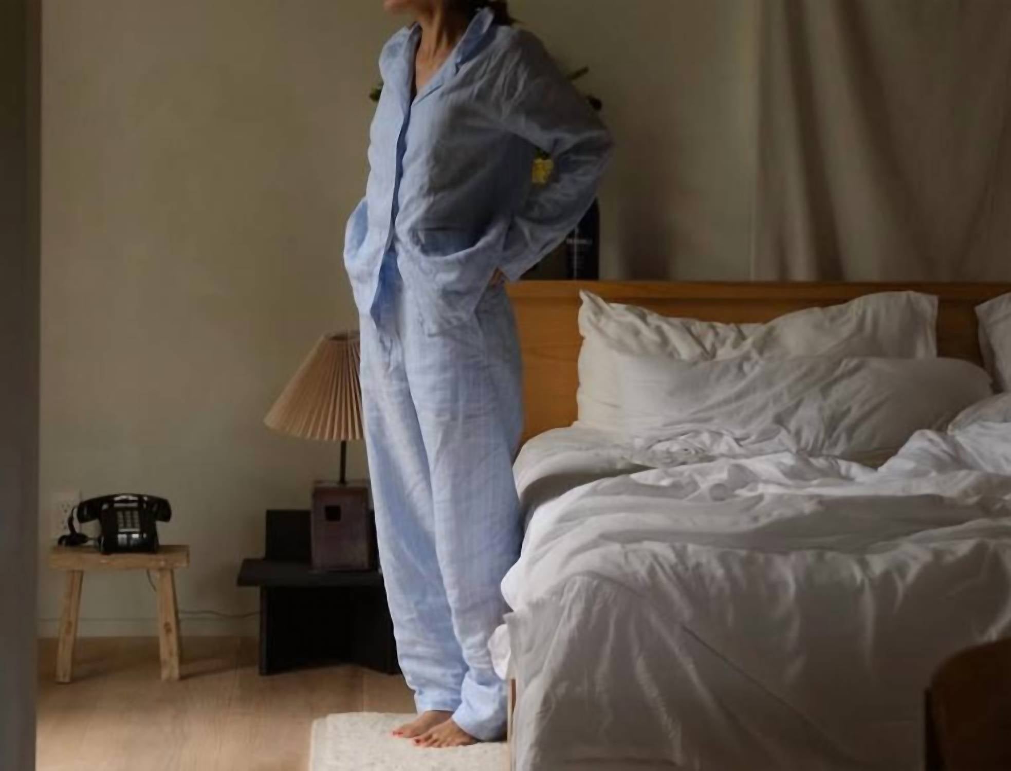 The Sleep Code - Women's Striped Linen Long Pj Set