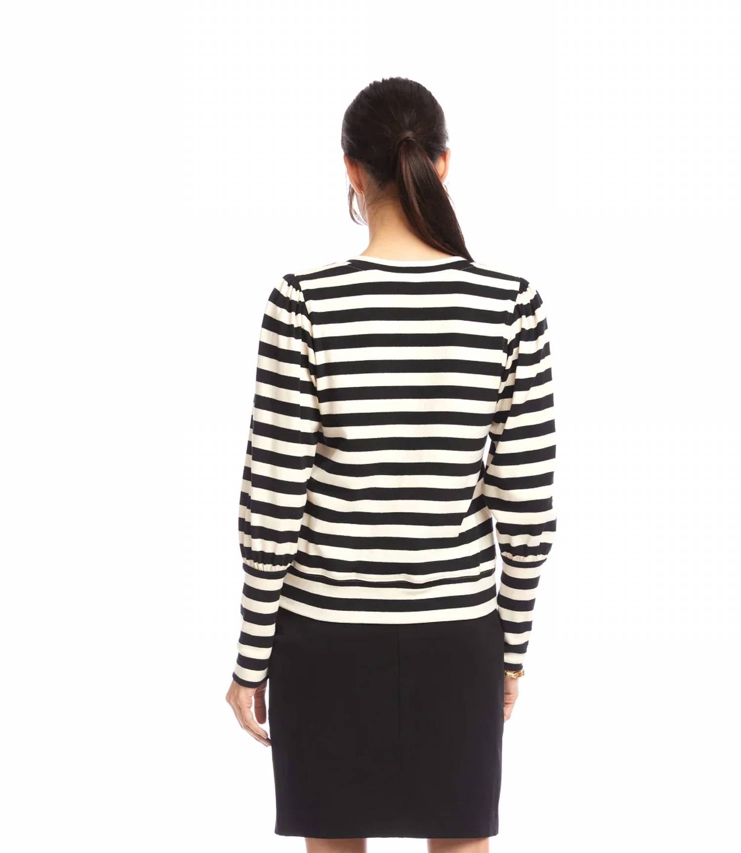 Karen Kane - Sabine Stripe Bishop Sleeve V-neck Top