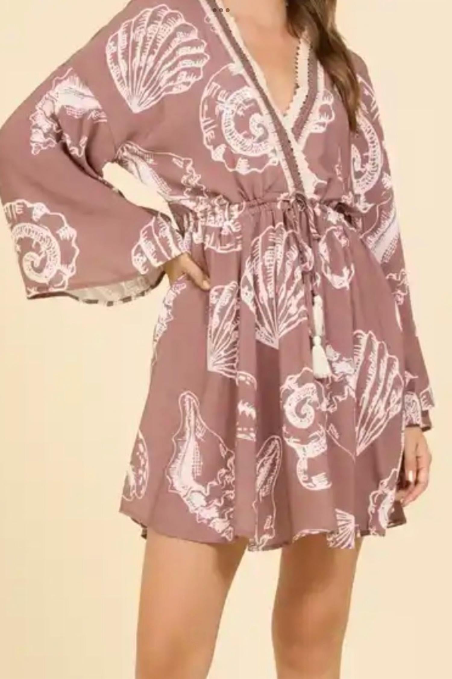 Surf Gypsy - Shell Print V-Neck Dress