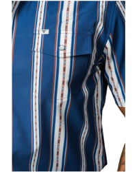 Ferrell Hudson Short Sleeve Snap Shirt in blue - men's shirt - alternate view