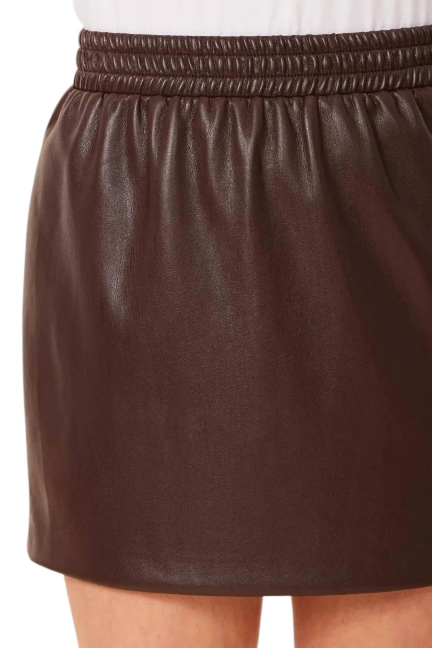Dolce Cabo - Faux Leather Elasticized Waist Mini Skirt