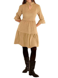 GRETCHEN SCOTT Ultra Suede Teardrop Mini Dress in beige - women's dress - view 4