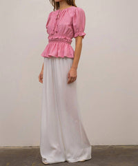Moon River - Rudy Puffed Sleeve Peplum Blouse