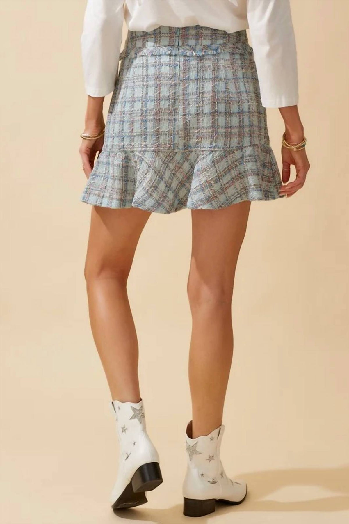 Day + Moon - Tweed Peplum Mini Skirt