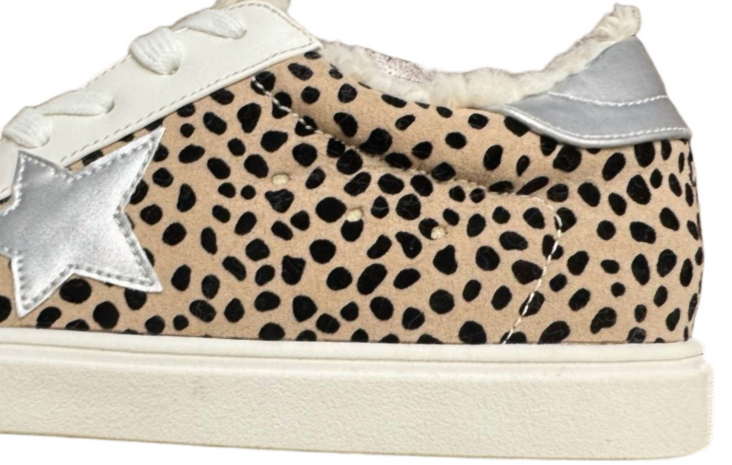 Let's See Style Women's Fur Lined Tennis Shoes in cheetah - women's sneaker - detail view