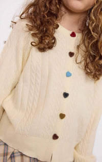 Sadie & Sage - Kid's Mochi Heart Button Sweater