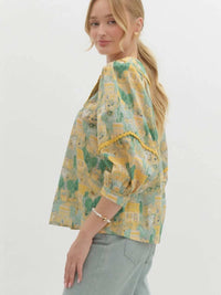 Entro - Printed Peter Pan Collar Top