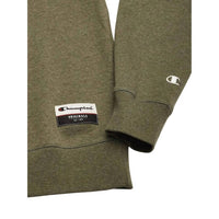 Champion Sueded Fleece Pullover Crew Neck Sweatshirt in army green - men's shirt - detail view