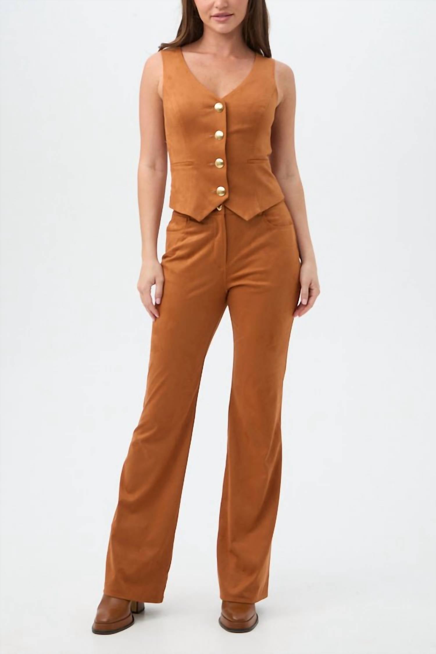 Trina Turk Kofi 2 Suede Vest in amber - women's jacket - view 4