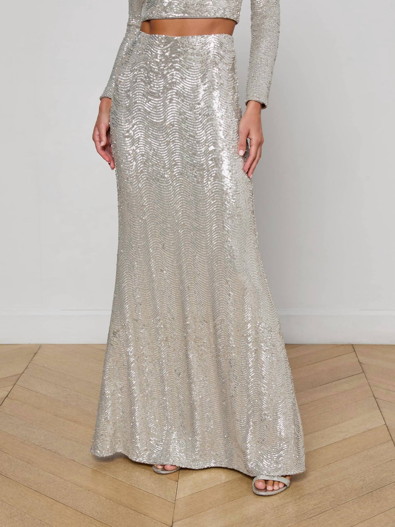 L'Agence - Zeta Sequin Long Skirt