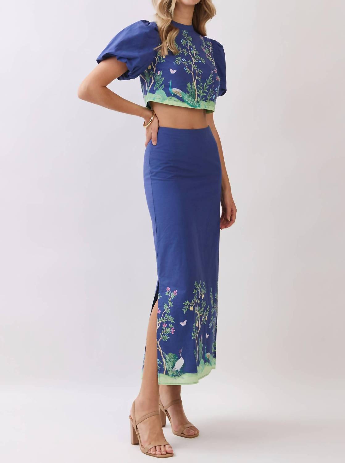 Tcec - Botanical Border Print Maxi Skirt