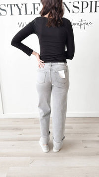 Flying Monkey - Mid Rise Cuffed Wide Leg Jeans