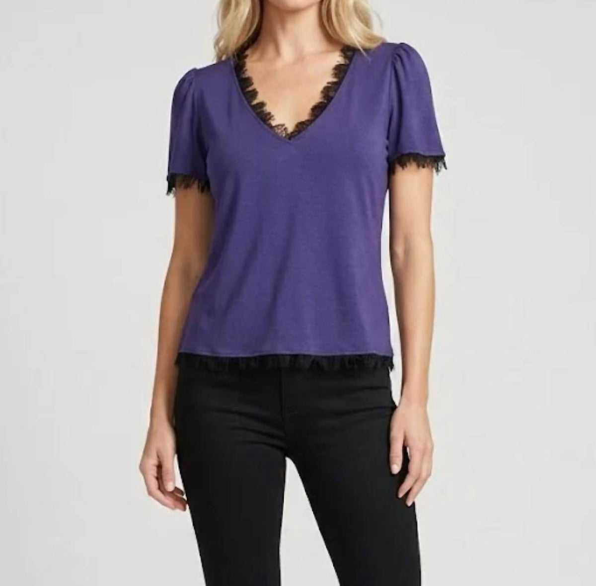 Maven West - Mixed Media Short Sleeve Top
