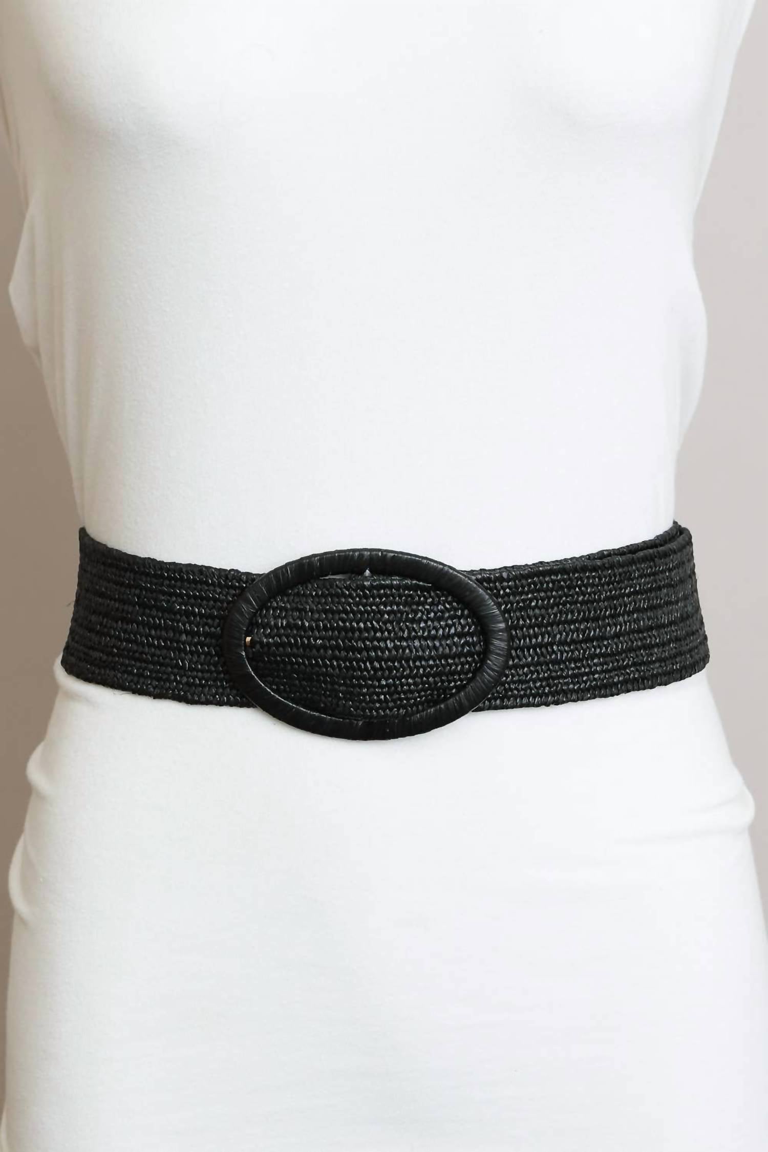 Leto - Women's Raffia Oval Buckle Belt