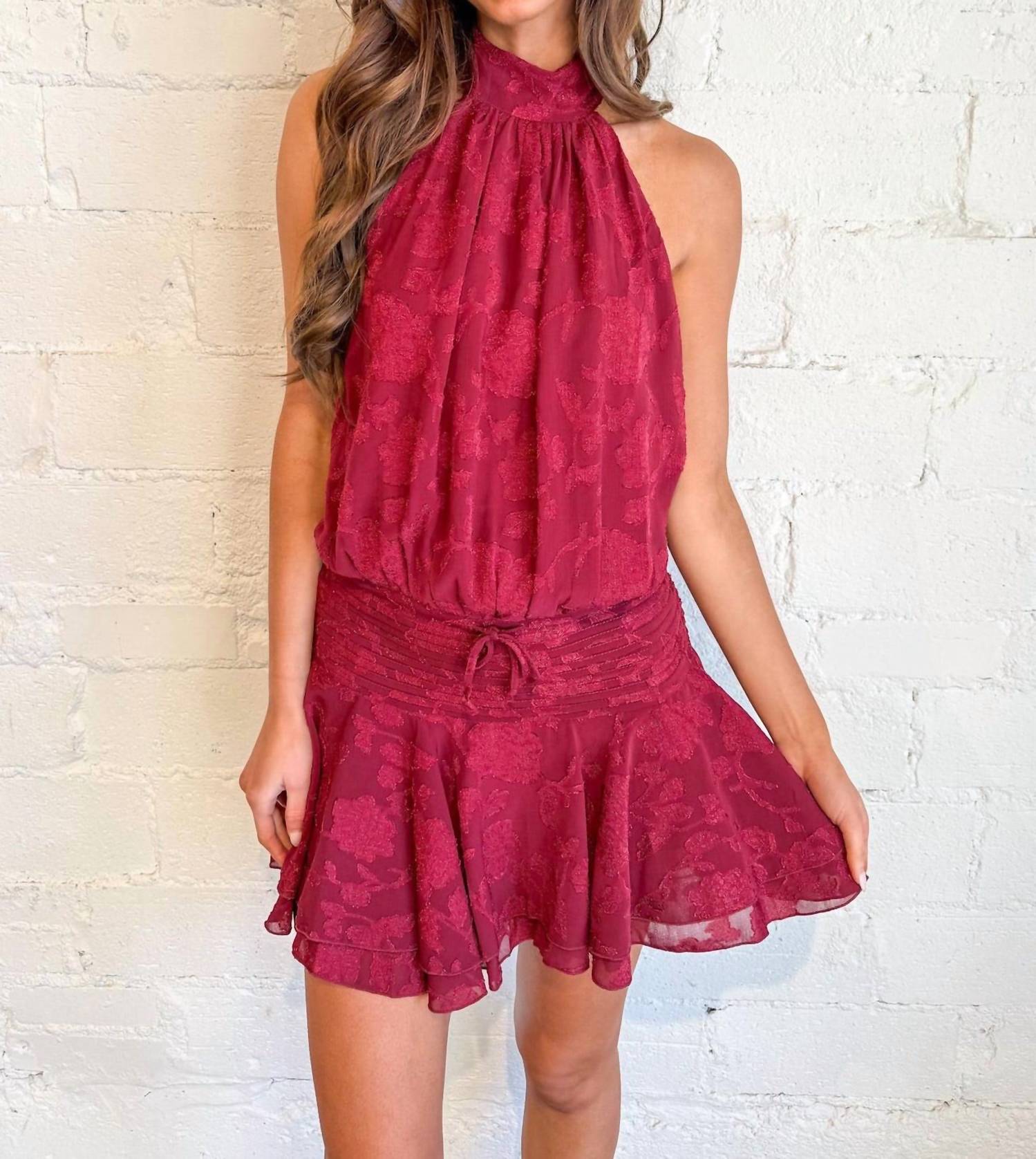 Sky To Moon - Wine Floral Backless Mini Dress