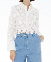 TOCCIN Beatrix Collared Button Front Top in optic - women's blouse - detail view