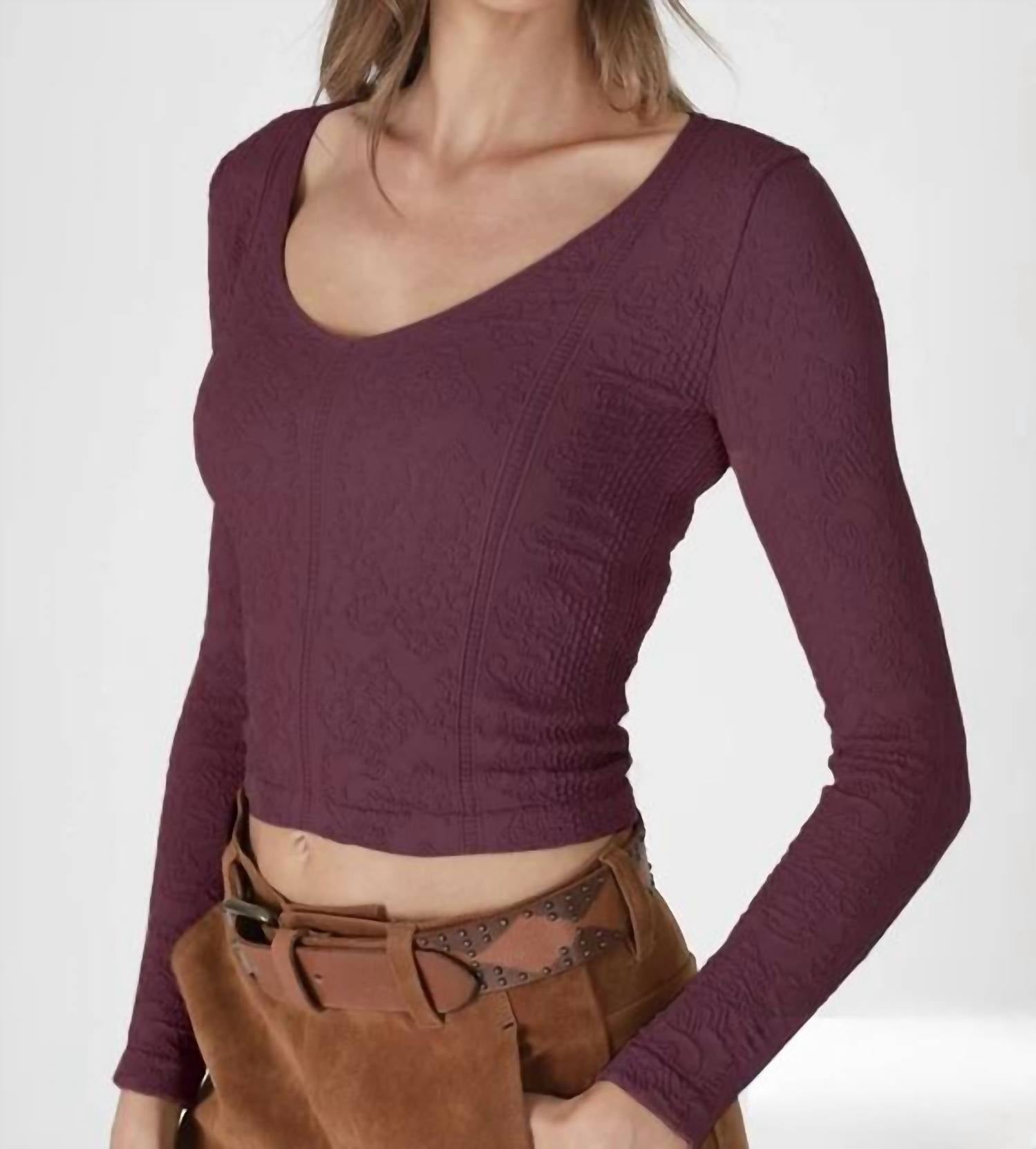 Nikibiki Brenda Top in fig - women's long sleeve top