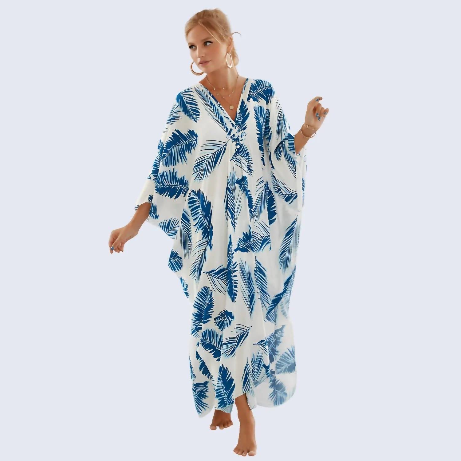 Miss Lavish London - Printed Cotton Blend Kaftan Dress