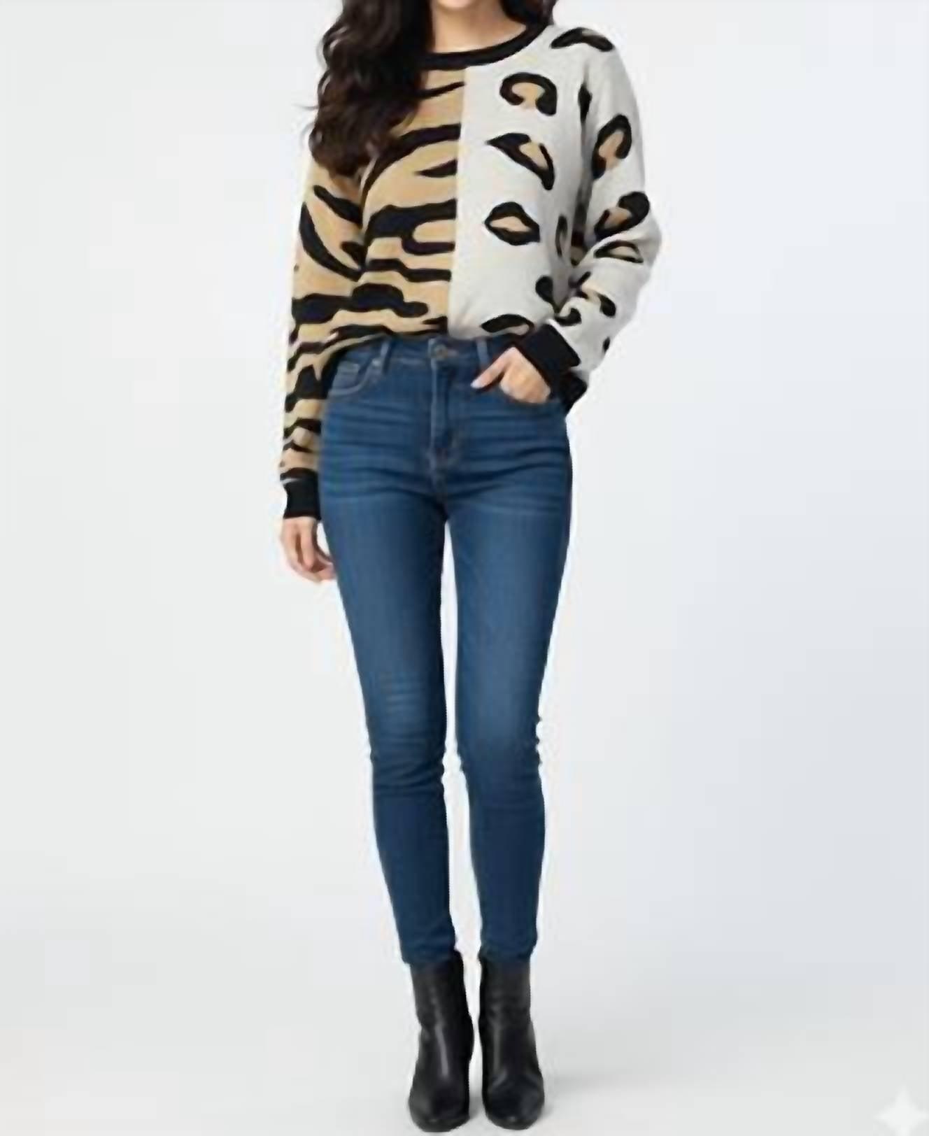 Kathie K - Animal Print Knit Sweater