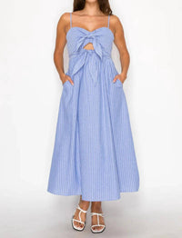 Meet Me In Santorini - Stripe Cutout Midi Dress
