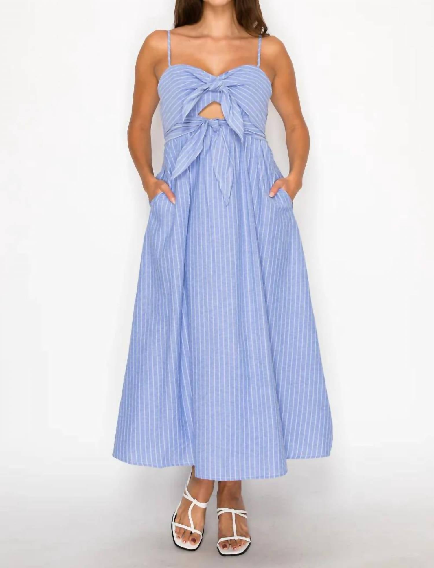 Meet Me In Santorini - Stripe Cutout Midi Dress