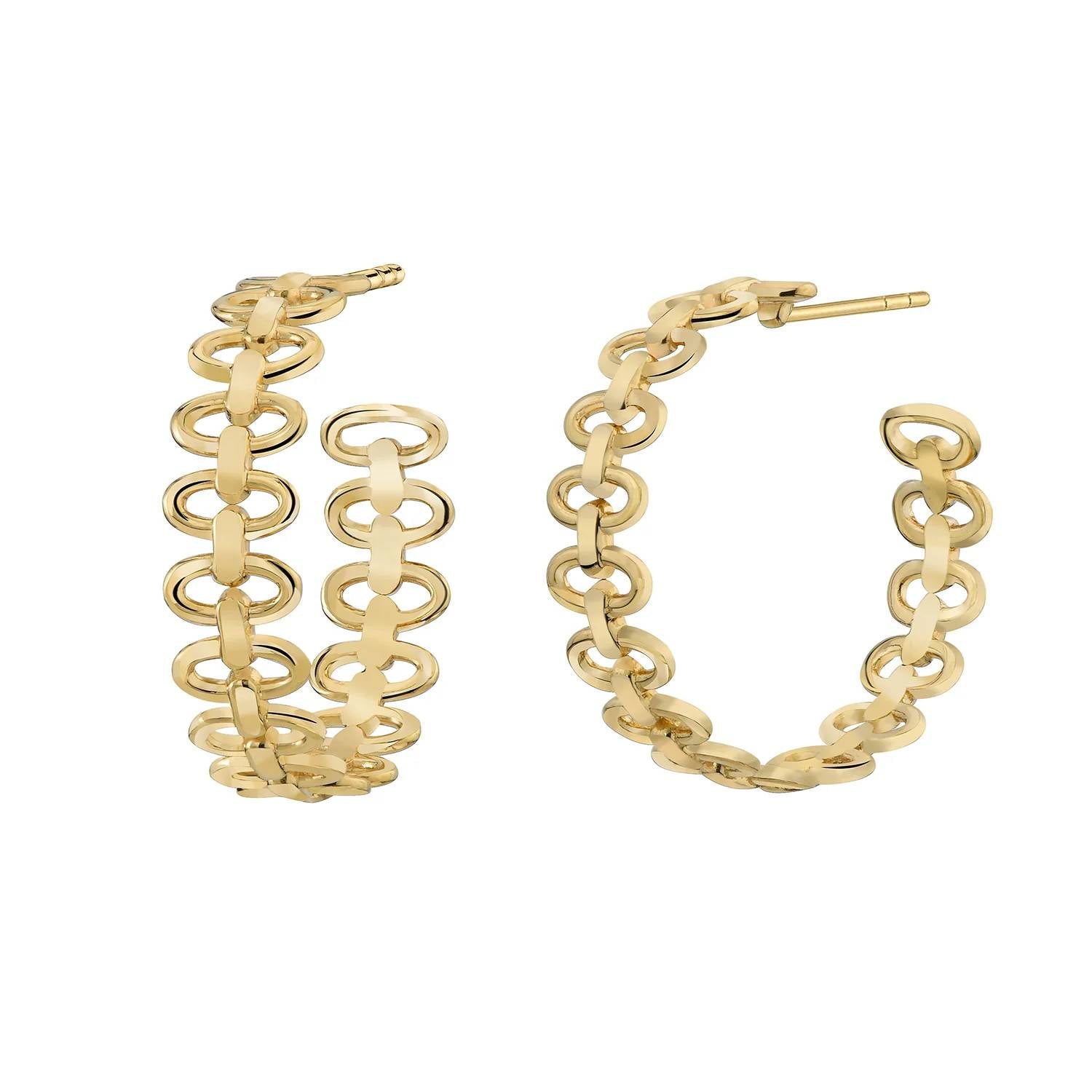 Gold & Honey - Women's Landscape Link Hoop Earrings