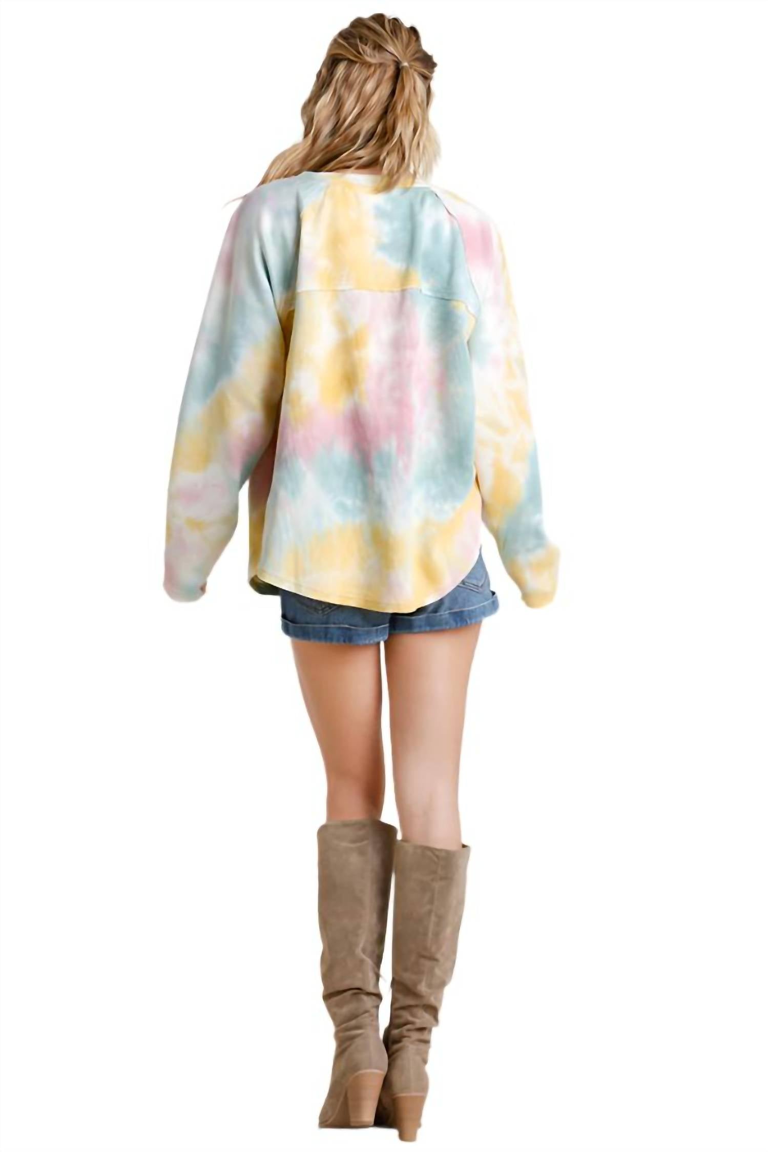 Umgee - Raglan Sleeve Raw Edged Top