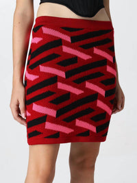 Versace - La Greca Wool Blend Knit Skirt