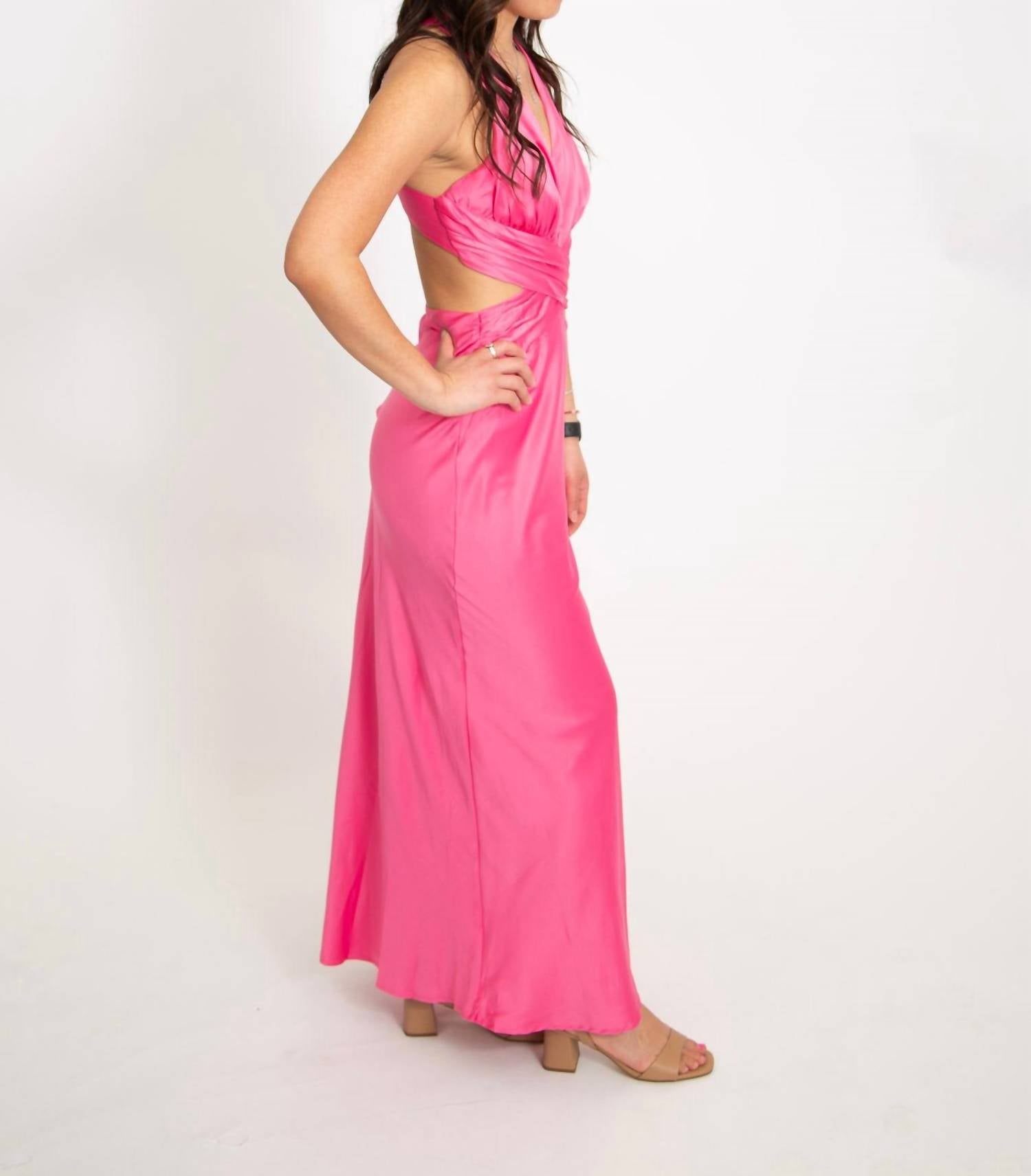 One And Only Collective - V Neck Side Cutout Cross Back Maxi Dress