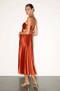 Lulus - Women's Aerin Satin Pleated Cutout Midi Dress