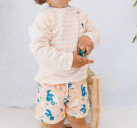 Búho Terry Striped Sweatshirt in light pink - kids' shirt
