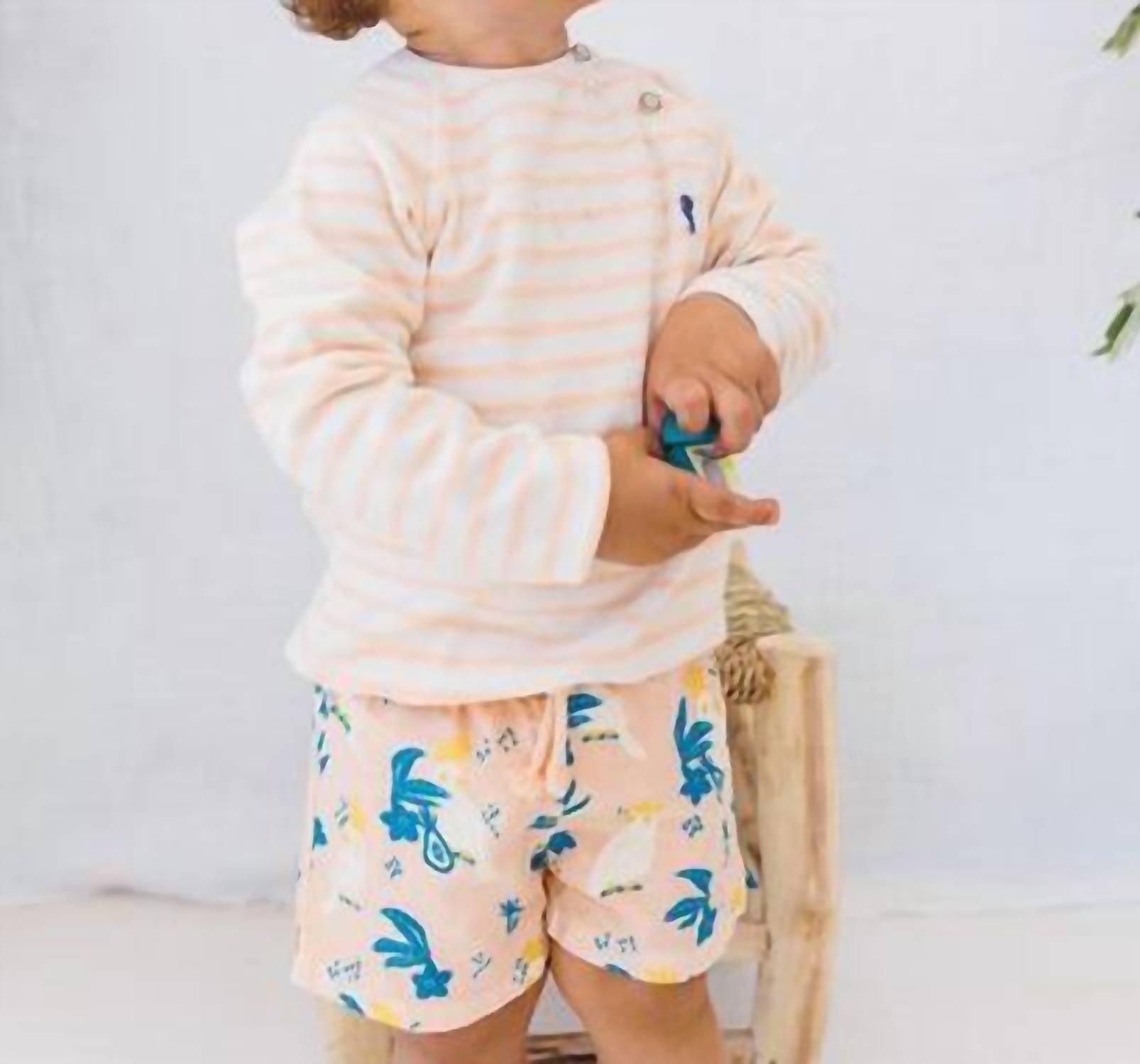 Búho Terry Striped Sweatshirt in light pink - kids' shirt