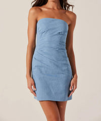 ASTR Mazzei Strapless Denim Dress in light blue - women's dress
