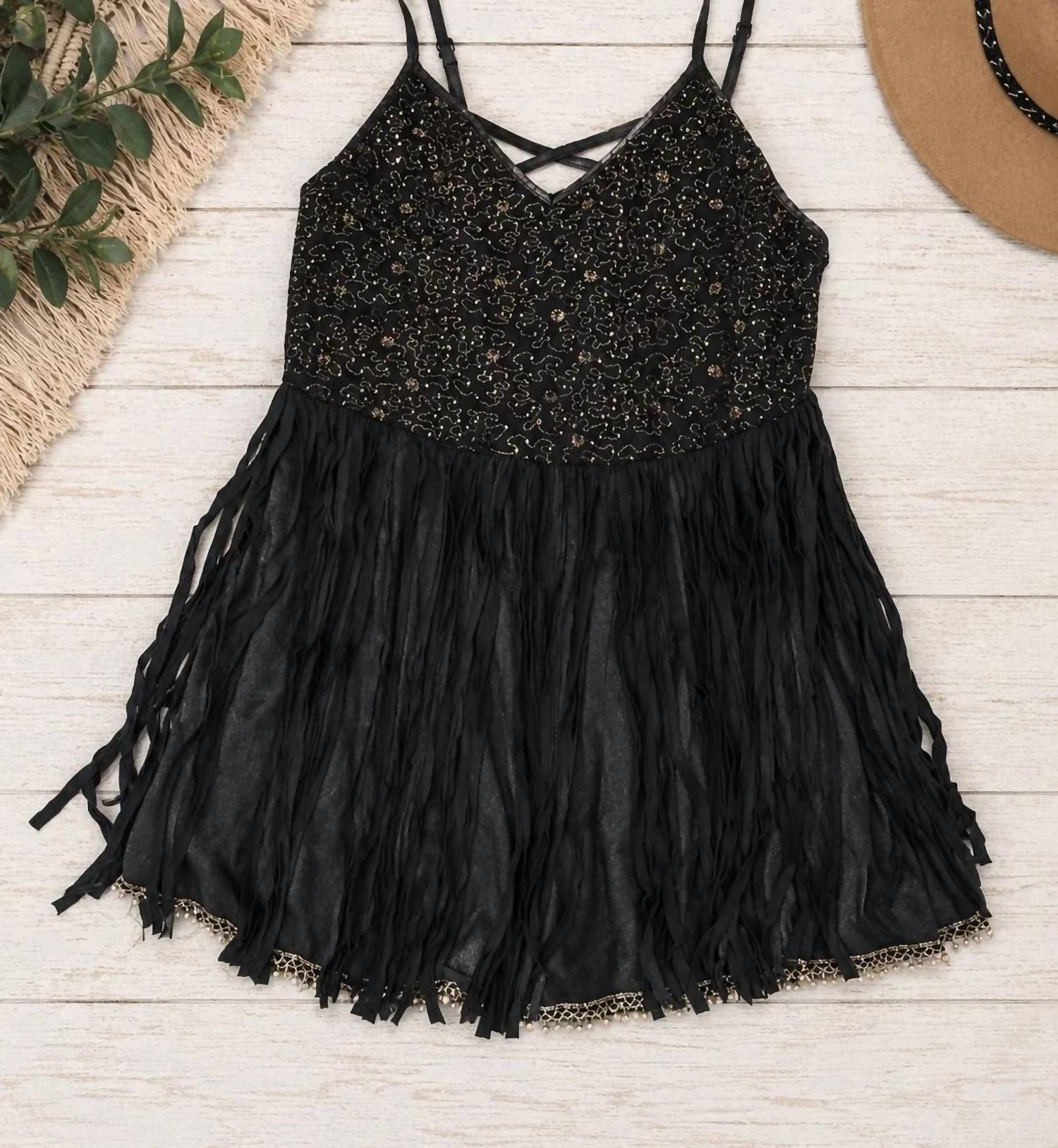 Pol - Fringe Sparkle Tank Top